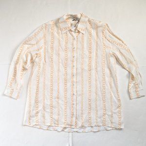 Weworewhat Womens Linen Long Sleeve Dad Shirt Size S Yellow Chain Collared